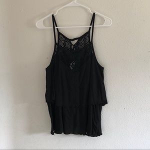 Black lace detail top